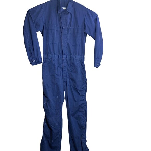 Vintage Coveralls Shipboard Size 42L Blue Long Sleeve Zip Up Distressed AS IS